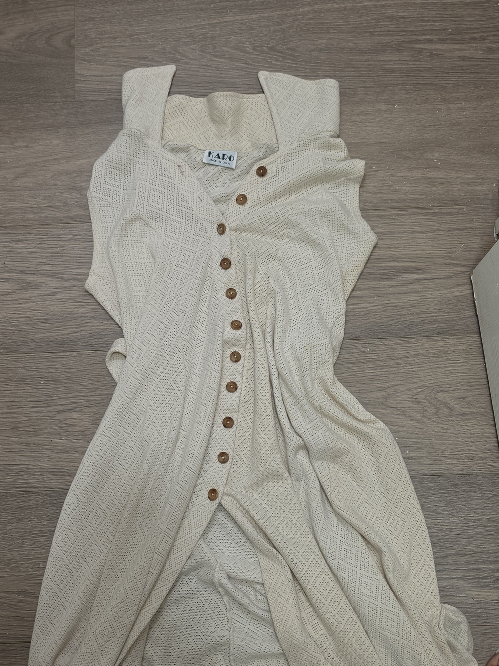 Kard Sleeveless Button-Front Knit Dress in Cream